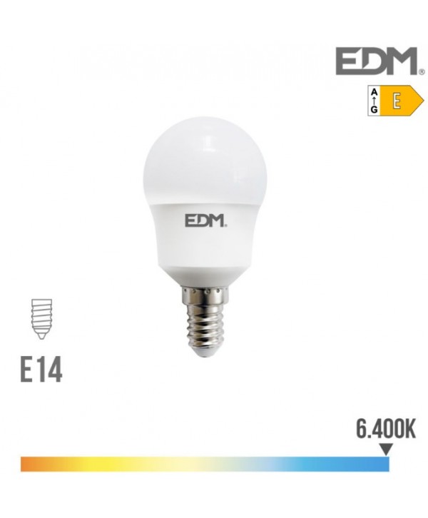 LAMPARA ESFERICA LED 8,5W 940 LUMENES E14 LUZ FRIA EDM